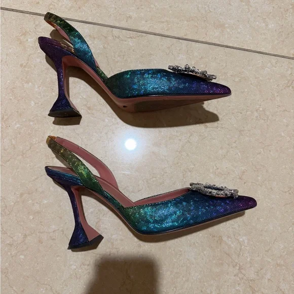 Amina Muaddi Begum Slingback Heels, metal rainbow color - Picture 2 of 10